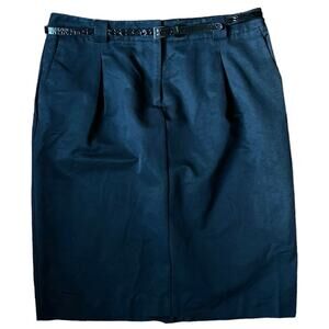 Black Pencil Skirt w/ Croc Belt Apostrophe Size 10 Quiet Luxury Office Siren